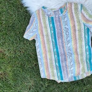 Equipment multicolor striped snake silk blouse small